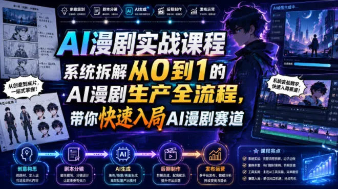 AI漫剧实战课程,系统拆解从0到1的AI漫剧生产全流程,带你快速入局AI漫剧赛道(更新) AI漫剧实战课程,系统拆解从0到1的AI漫剧生产全流程,带你快速入局AI漫剧赛道(更新)