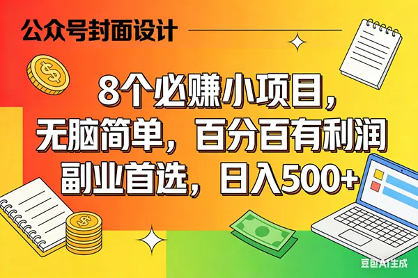 （17911期）8个必赚米的小项目，百分百有利润，无脑简单，副业首选，日入500+-梦帆创业网