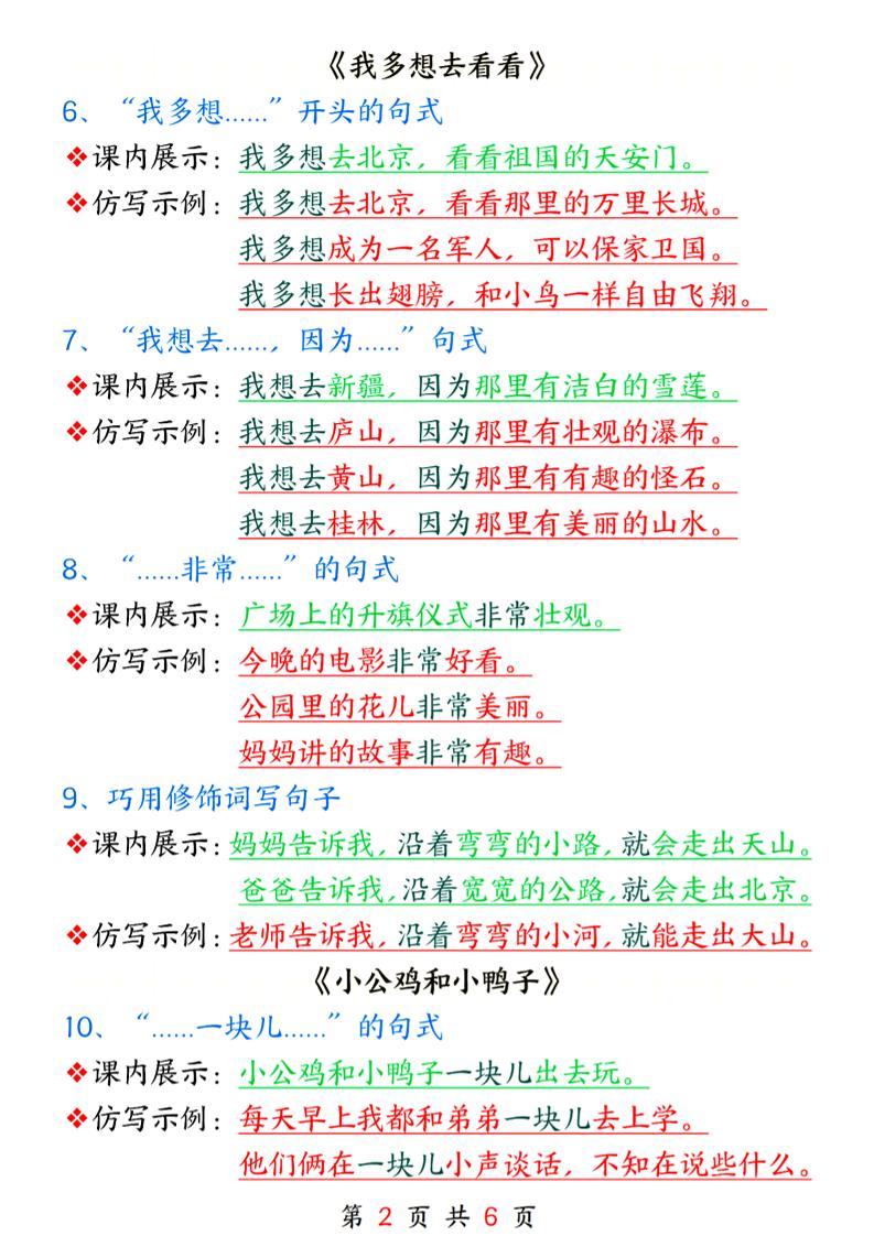 25春新一下语文课内句子仿写6页-梦帆创业网