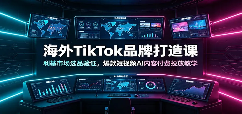 海外TikTok品牌打造课：利基市场选品验证，爆款短视频AI内容付费投放教学-梦帆创业网