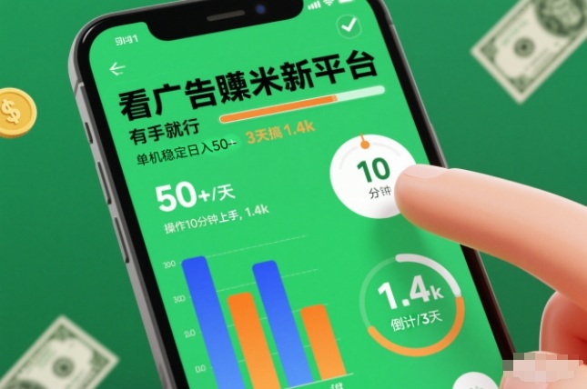 看广告賺米新平台,有手就行,单机稳定日入50+,操作10分钟上手,3天搞了1.4k【揭秘】 看广告賺米新平台,有手就行,单机稳定日入50+,操作10分钟上手,3天搞了1.4k【揭秘】
