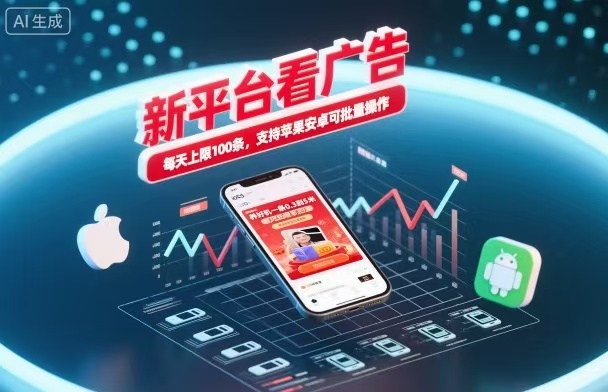 新台看广告，养好机一条5毛到5块，单机日入30到100，支持苹果安卓，可批量操作。-梦帆创业网