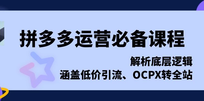 （13700期）拼多多运营必备课程，解析底层逻辑，涵盖低价引流、OCPX转全站-梦帆创业网