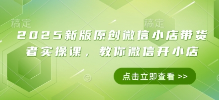 2025新版原创微信小店带货者实操课，教你微信开小店-梦帆创业网