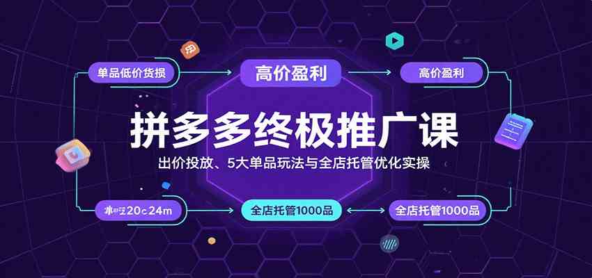 拼多多终极推广课：出价投放、5大单品玩法与全店托管优化实操-梦帆创业网
