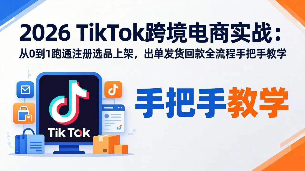 （17850期）2026TikTok跨境电商实战：从0到1跑通注册选品上架，出单发货回款全流程手把手教学-梦帆创业网