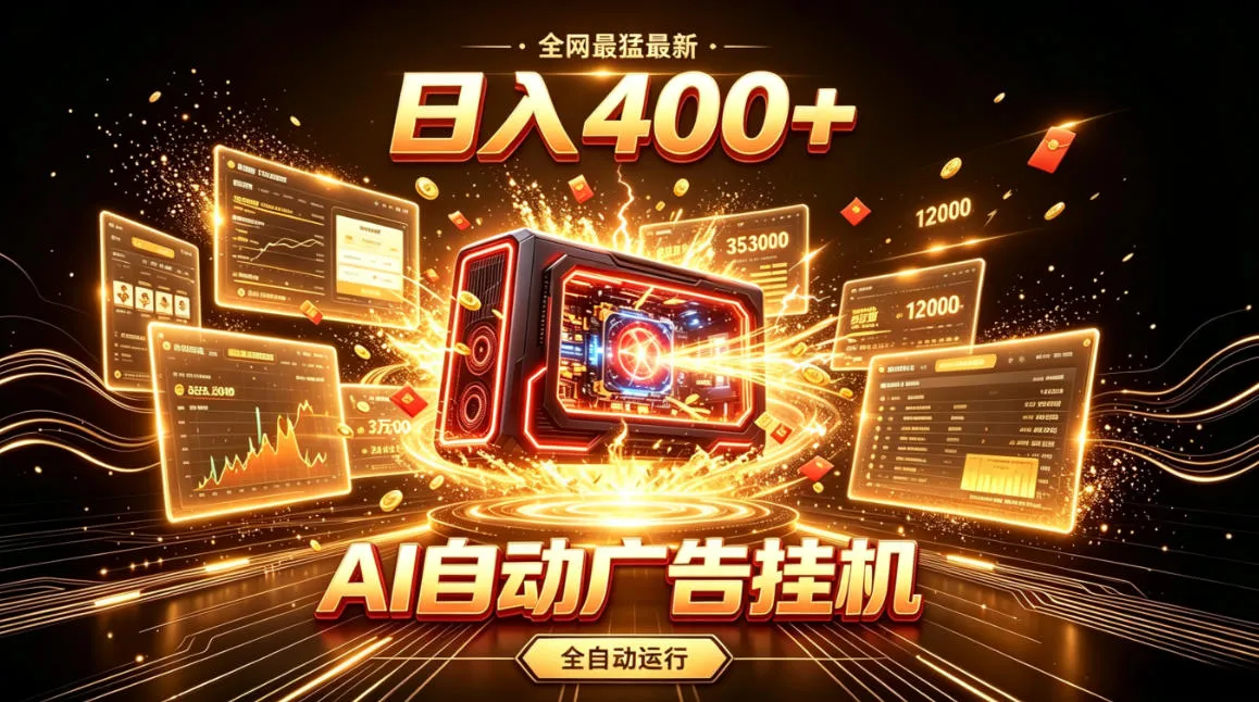 全网最猛最新的AI自动广告挂G，狠收益日入400+，真正做到躺賺式变现【揭秘】-梦帆创业网