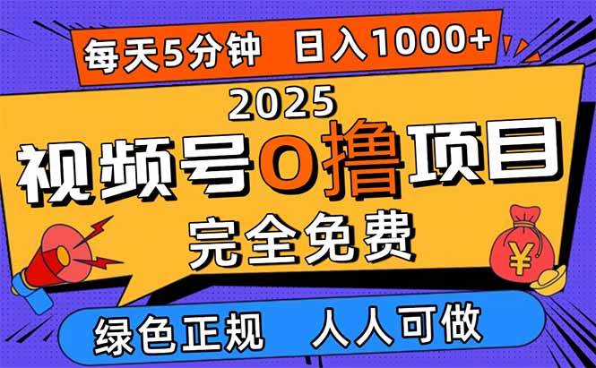 图片[1]-（16388期）2025视频号0撸项目，5分钟一个号，日入1000+，人人可做-梦帆创业网