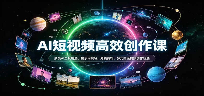 AI短视频高效创作课：多类AI工具用法，提示词撰写，分镜剪辑，多元高级视频创作玩法-梦帆创业网