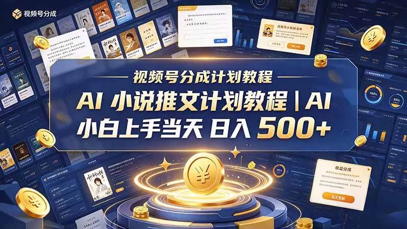 （20937期）最新视频号分成计划教程｜AI 小说推文，小白上手当天日入 500+-梦帆创业网