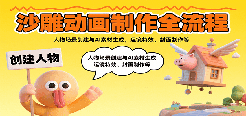 沙雕动画制作全流程：人物场景创建与AI素材生成，运镜特效、封面制作等-梦帆创业网