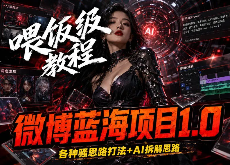 微博蓝海项目，各种Sao思路打法+AI引流思路，喂饭级教程-梦帆创业网