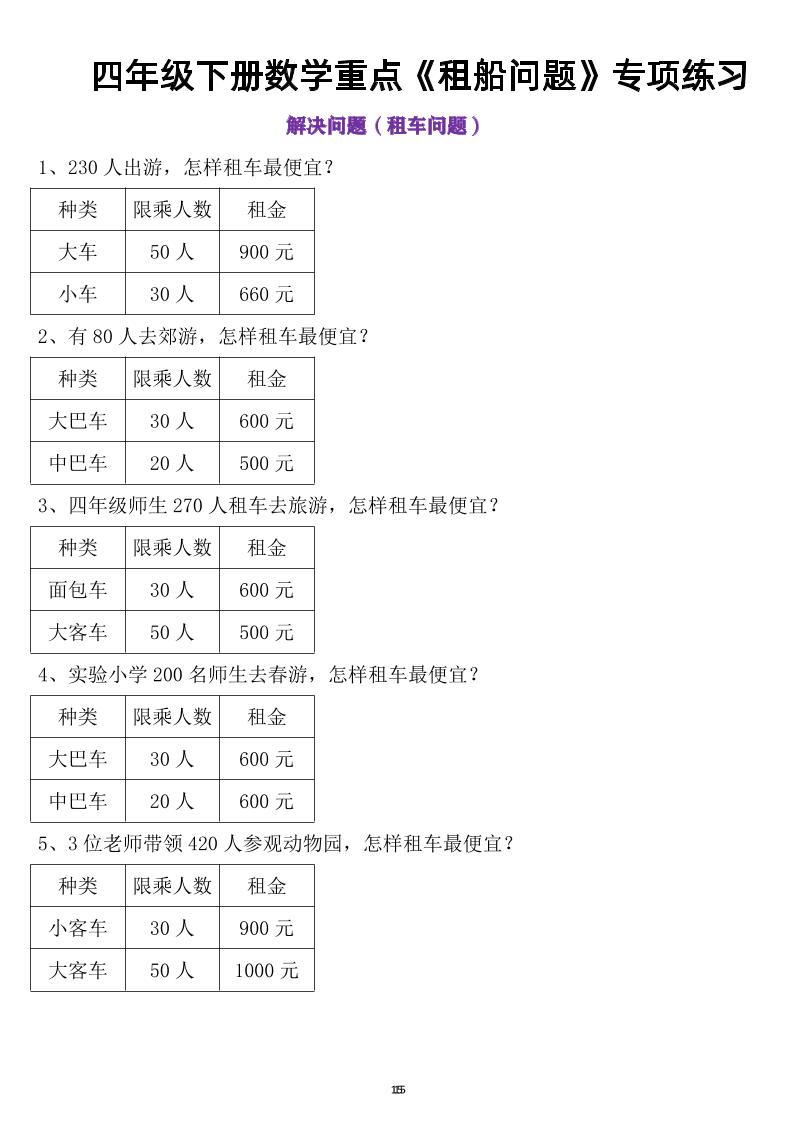 四年级下数学租船问题-梦帆创业网