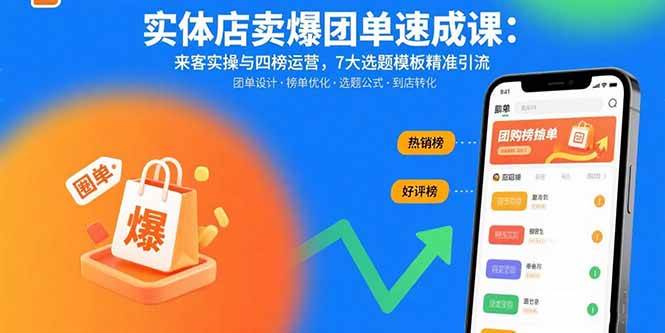 （15834期）实体店卖爆团单速成课：来客实操与四榜运营，7大选题模板精准引流-梦帆创业网