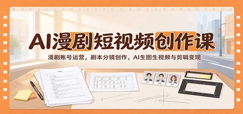 AI漫剧短视频创作课：漫剧账号运营，剧本分镜创作，AI生图生视频与剪辑变现-梦帆创业网