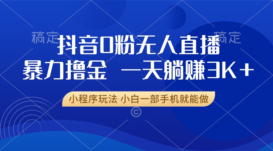 （13449期）抖音0粉无人直播暴力掘金，一天躺赚3K+，小白一部手机就能做-梦帆创业网