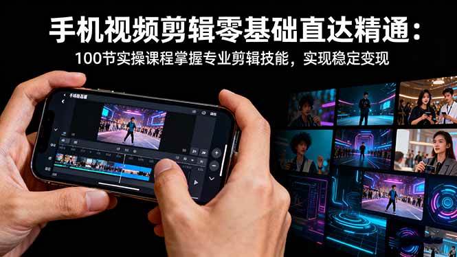 （16466期）手机视频剪辑零基础直达精通：100节实操课程掌握专业剪辑技能，实现稳…-梦帆创业网