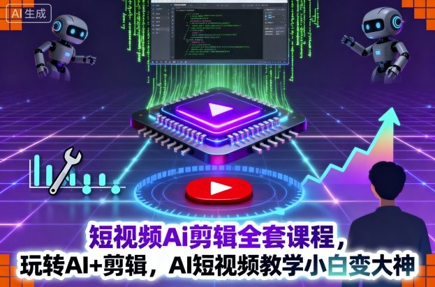 短视频Ai剪辑全套课程，玩转AI+剪辑，AI短视频教学小白变大神-梦帆创业网