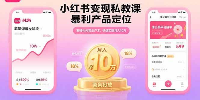 （15859期）小红书变现私教课，暴利产品定位，高转化内容生产术，快速实现月入10万-梦帆创业网