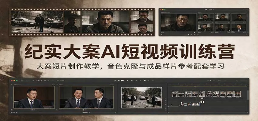 纪实大案AI短视频训练营：大案短片制作教学，音色克隆与成品样片参考配套学习-梦帆创业网