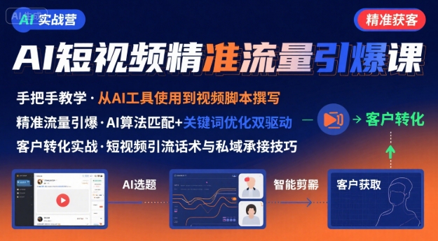 AI+短视频引爆精准客户实战营，手把手教你引爆Ai短视频精准流量-梦帆创业网