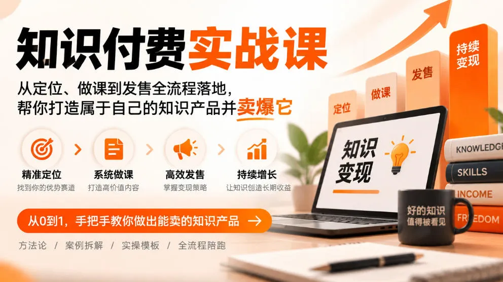 知识付费实战课：从定位、做课到发售全流程落地，帮你打造属于自己的知识产品并卖爆它-梦帆创业网