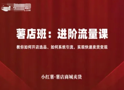 小红薯薯店商城卖货，进阶流量课，教你如何开店选品、如何系统引流，实现快速卖货变现-梦帆创业网