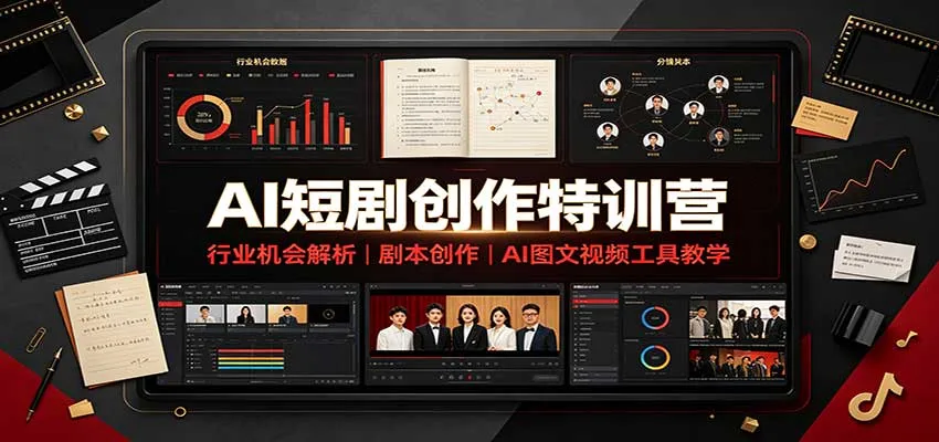 AI短剧创作特训营：行业机会解析，剧本创作，AI图文视频工具教学（文字版）-梦帆创业网
