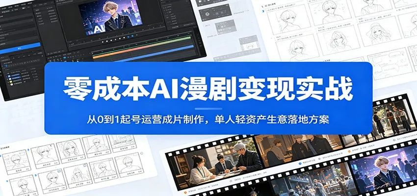 零成本AI漫剧变现实战：从0到1起号运营成片制作，单人轻资产生意落地方案-梦帆创业网