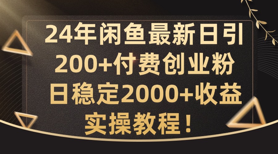 24年闲鱼最新日引200+付费创业粉日稳2000+收益，实操教程【揭秘】-梦帆创业网