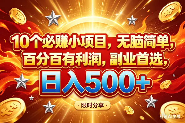 （18092期）10个必赚小项目，百分百赚米，无脑简单，副业首选，日入499+-梦帆创业网
