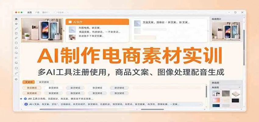 AI制作电商素材实训:多AI工具注册使用,商品文案、图像处理配音生成 AI制作电商素材实训:多AI工具注册使用,商品文案、图像处理配音生成