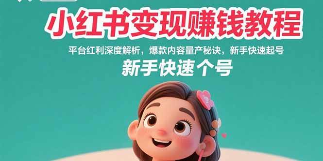 （15559期）小红书变现赚钱教程：平台红利深度解析，爆款内容量产秘诀，新手快速起号-梦帆创业网