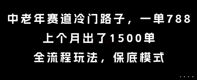 中老年赛道冷门路子，一单788，上个月出了1500单，全流程玩法，保底模式【揭秘】-梦帆创业网