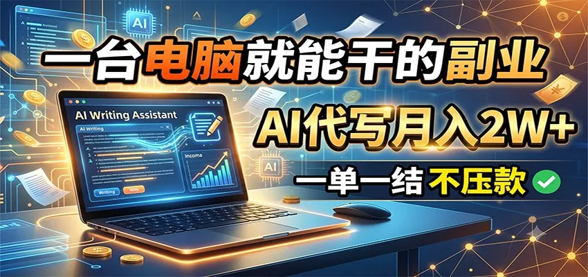一台电脑就能干的副业，AI代写月入2W+，一单一结不压款-梦帆创业网