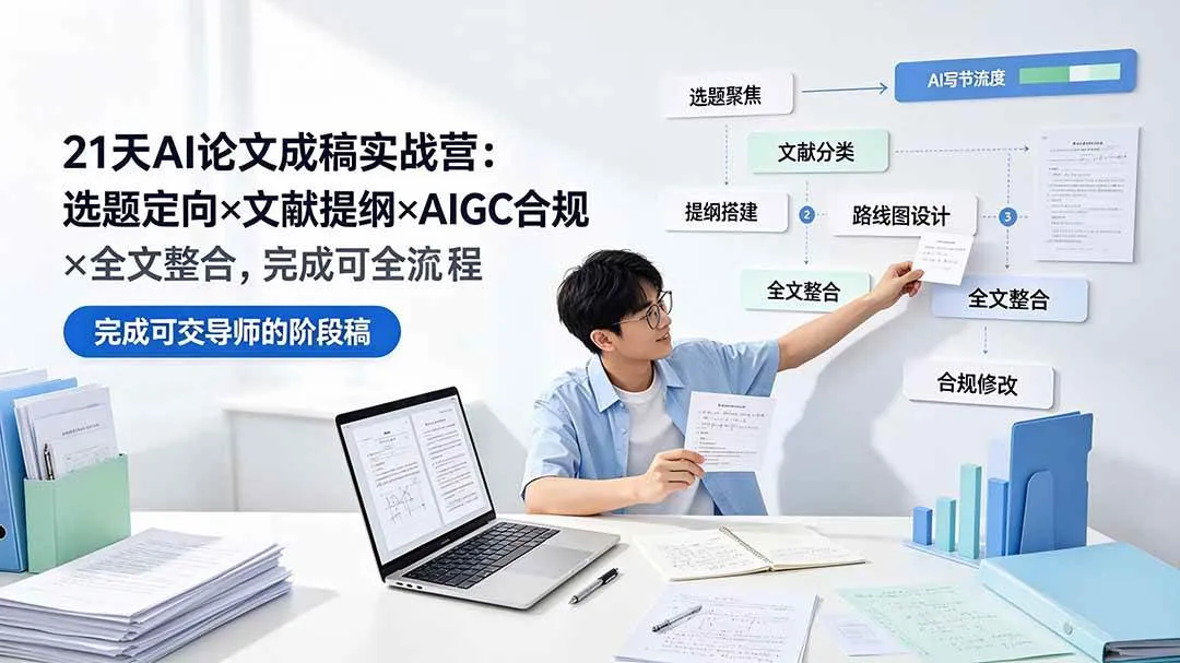 （19334期）21天AI论文成稿实战营：选题定向×文献提纲×AIGC合规×全文整合，完成可交导师的阶段稿-梦帆创业网