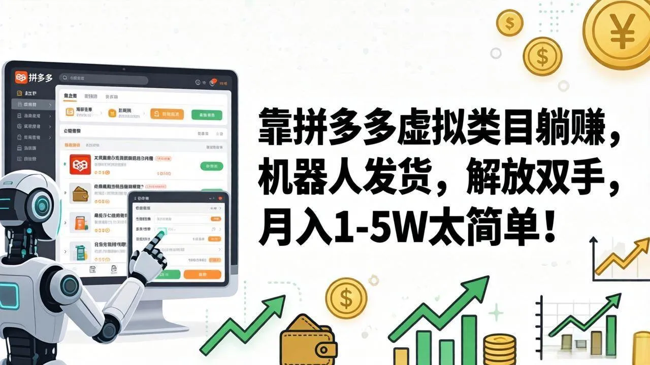 （17797期）靠拼多多虚拟类目躺赚，机器人发货，解放双手，月入 1‑5W 太简单！-梦帆创业网