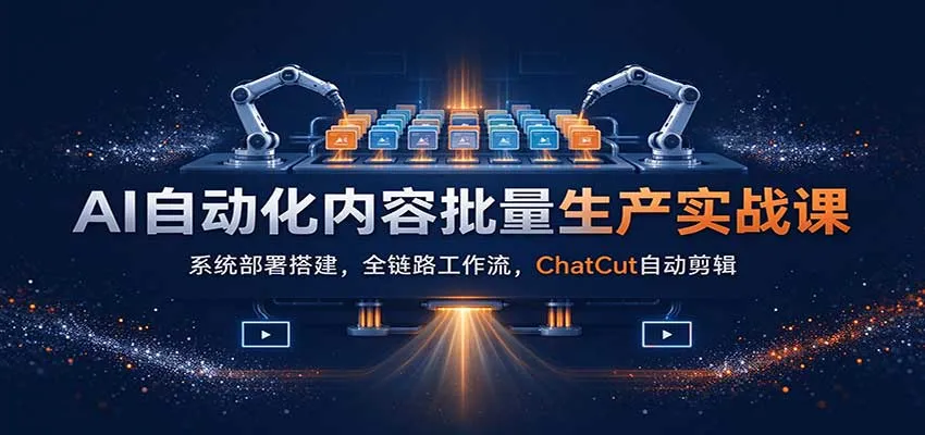 AI自动化内容批量生产实战课:系统部署搭建,全链路工作流,ChatCut自动剪辑 AI自动化内容批量生产实战课:系统部署搭建,全链路工作流,ChatCut自动剪辑