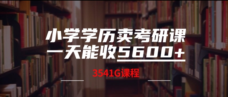 小学学历卖考研课程，一天收5600(附3541G考研合集)-梦帆创业网