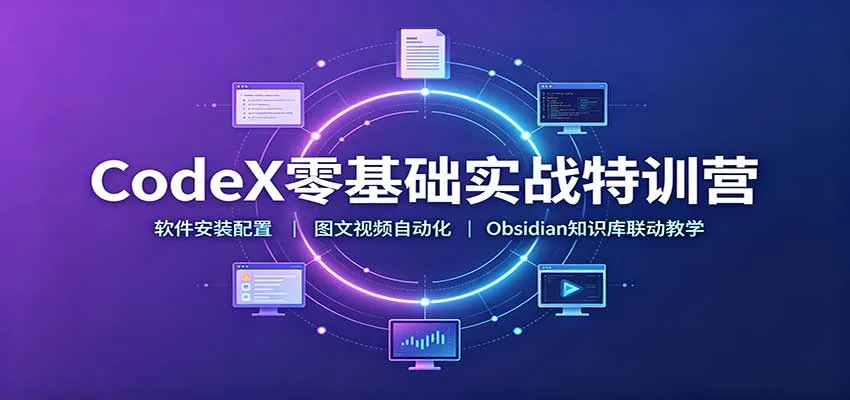 CodeX零基础实战特训营：软件安装配置，图文视频自动化，Obsidian知识库联动教学-梦帆创业网