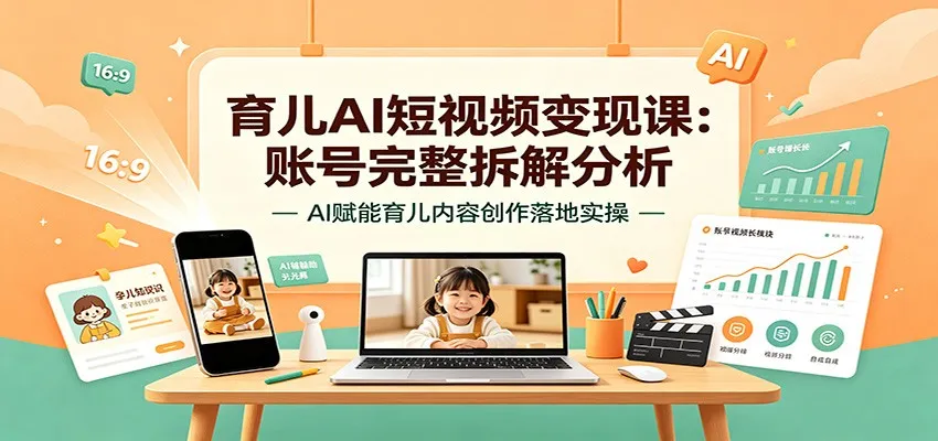 育儿AI短视频变现课：账号完整拆解分析，AI赋能育儿内容创作落地实操-梦帆创业网