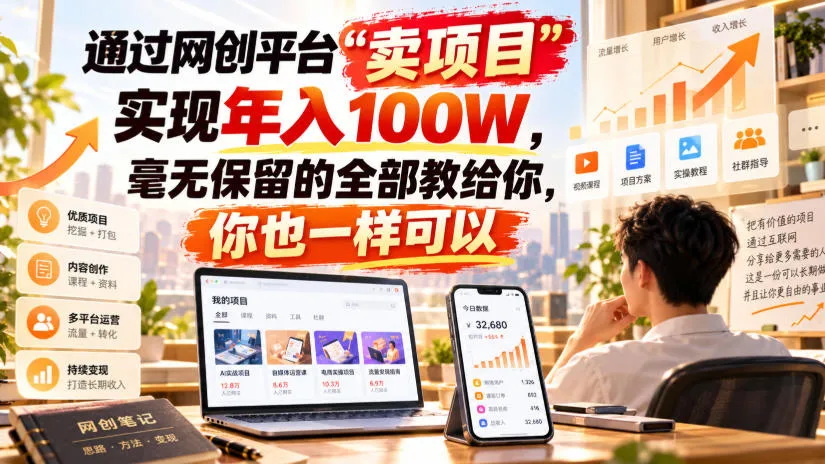 通过网创平台“卖项目”实现年入100W,毫无保留的全部教给你,你也一样可以!【揭秘】 通过网创平台“卖项目”实现年入100W,毫无保留的全部教给你,你也一样可以!【揭秘】