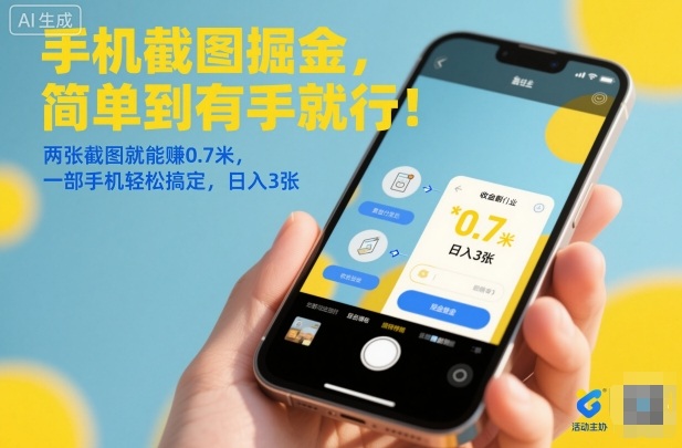 手机截图掘金，简单到有手就行！两张截图就能賺0.7米，一部手机轻松搞定，日入3张【揭秘】-梦帆创业网