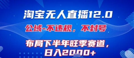 淘宝无人直播12.0，不封号，不违规，布局下半年旺季赛道，日入1k+(独家技术)【揭秘】-梦帆创业网