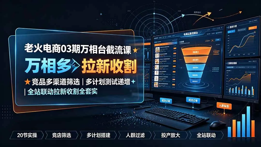 （19431期）老火电商03期万相台截流课：竞品多渠道筛选｜多计划测试递增｜全站联动拉新收割全套实操教学-梦帆创业网