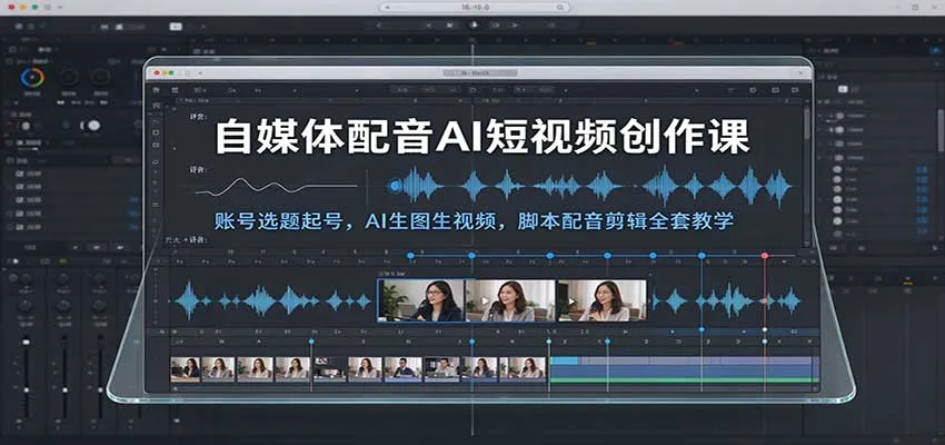 自媒体配音AI短视频创作课：账号选题起号，AI生图生视频，脚本配音剪辑全套教学-梦帆创业网