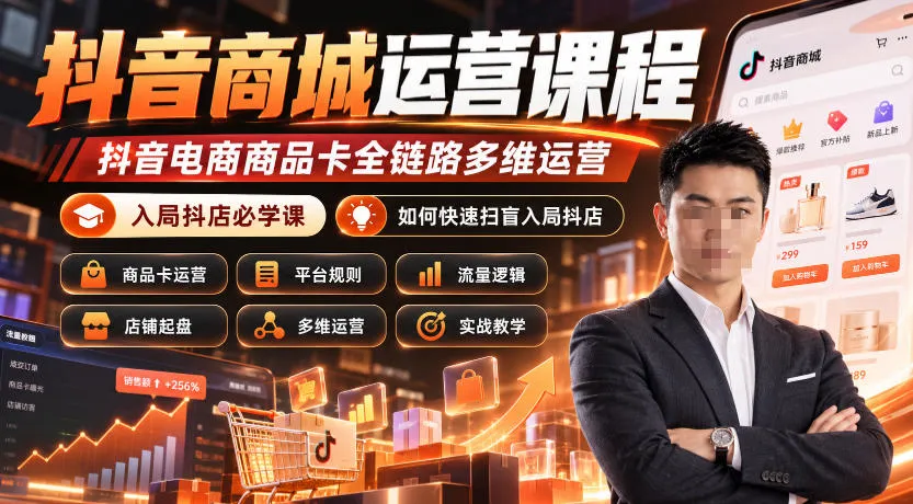 抖音商城运营课程，抖音电商商品卡全链路多维运营，入局抖店必学课， 如何快速扫盲入局抖店(更新26年10月)-梦帆创业网