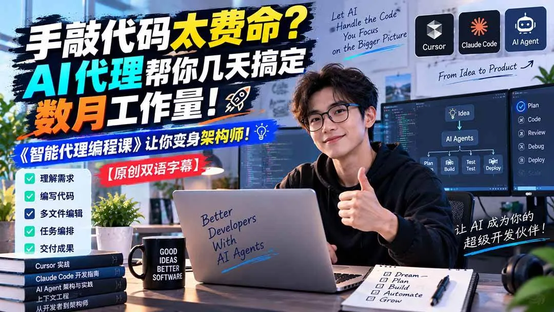 （20286期）手敲代码太费命？AI 代理帮你几天搞定数月工作量！《智能代理编程课》让你变身架构师-梦帆创业网