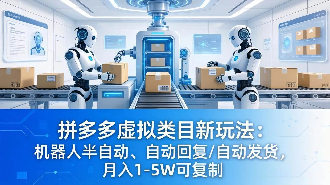 （18038期）拼多多虚拟类目新玩法：机器人半自动、自动回复 /自动发货，月入 1-5W 可复制-梦帆创业网