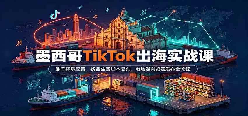 墨西哥TikTok出海实战课：账号环境配置，找品生图脚本复刻，电脑端浏览器发布全流程-梦帆创业网